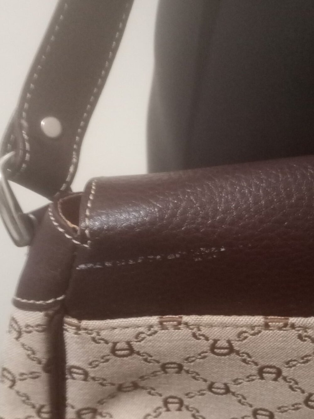 VTG Etienne Aigner Monogram Canvas Leather Trim Shoulder Bag Purse Buckle - Picture 11 of 15